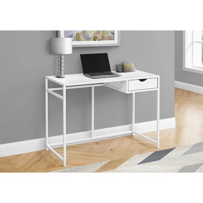 Compact Industrial White Metal & Laminate Home Office Desk with Drawer