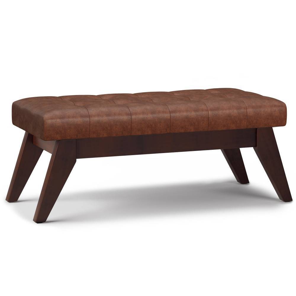 Photos - Pouffe / Bench 40" Tierney Mid-Century Tufted Ottoman Bench Distressed Saddle Brown - Wyn