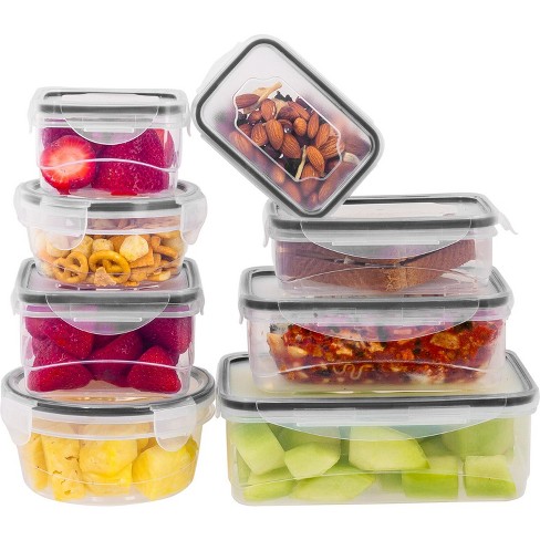 Lexi Home Plastic Containers With Snap Lock Lids (set Of 8) In Black ...