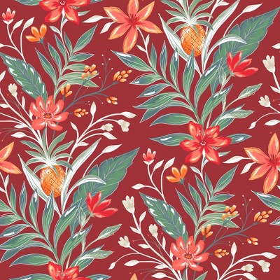 Luau Red Tropical Floral Outdoor Deep Seat Cushion Set