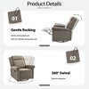 34.25'' Velvet 360° Swivel Recliner Chair with Manual Rocking and Adjustable Backrest for Home Theater - 4 of 4