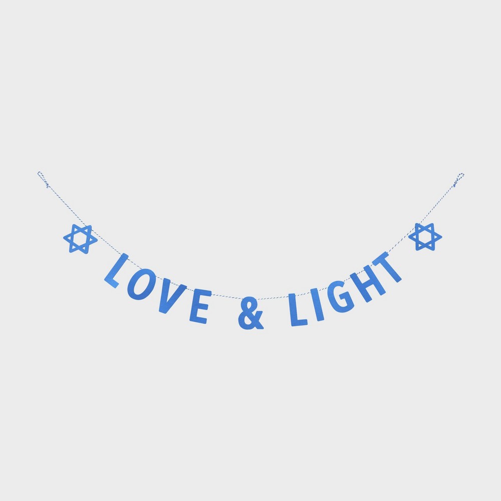 6' Felt 'Love and Light' Hanukkah Word Banner Blue - Spritz