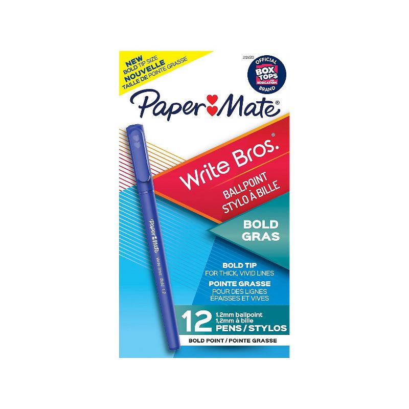 Paper Mate Write Bros. Ballpoint Pen Bold Point Blue Ink Dozen (2124513), 2 of 6