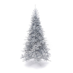 LuxenHome 7.5Ft Silver Christmas Tree with Cool White Lights, Full Pre-Lit Indoor/Outdoor Decor - 1 of 4
