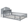 NicBex Full Size Kids Montessori Bed with Bookcases and Blackboards,Floor Bed with Headboards and Fences,Toddler bed for Bedroom,White/Gray/Brown - 4 of 4