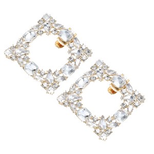 Unique Bargains Women's Rhinestone Shoe Buckle 2.17"x2.17" Gold Tone 2 Pcs - 1 of 4