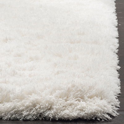 Ivory Square Hand-Knotted Shag Area Rug