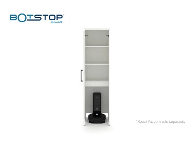 White Adjustable Shelving Robot Vacuum Storage Cabinet