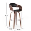 Mid-Century Modern Swivel Bar Stool with Faux Leather Upholstery, Wood Veneer Frame, and Chrome Footrest - 2 of 4