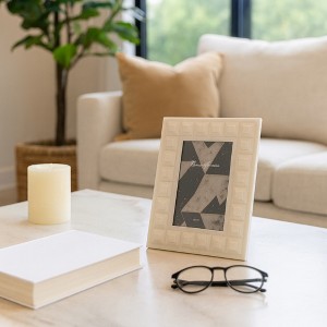 Rectangular Polyresin Photo Frame with Block Border Design - Perfect for Entryway Photo Display - Decorative Frame for Home and Office - 1 of 4