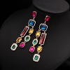 Vintage Rectangle Teardrop Chandelier Earrings, Art Deco Wedding Austrian Crystal Drop Dangle Earrings for Women Party Prom - 3 of 4