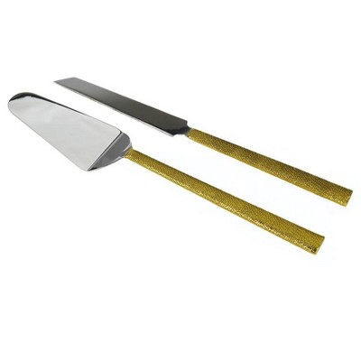 Classic Touch Set of 2 Cake Servers with Gold Handles