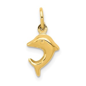 Black Bow Jewelry 14k Yellow Gold Mini 3D Hollow Dolphin Charm - 1 of 4