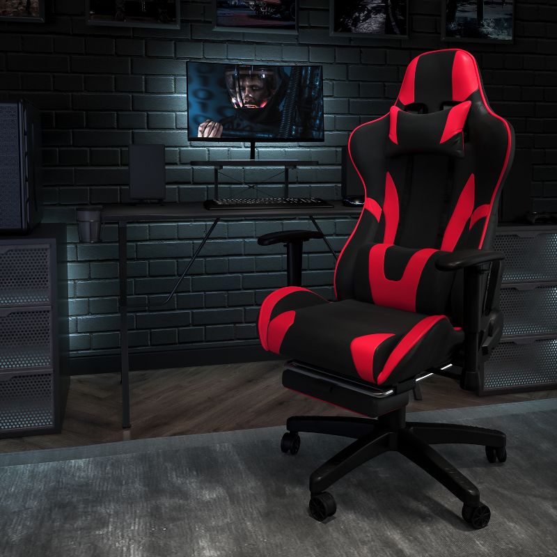 Flash Furniture X30 Gaming Chair Racing Office Ergonomic Computer Chair with Fully Reclining Back and Slide-Out Footrest in Red LeatherSoft, 2 of 15