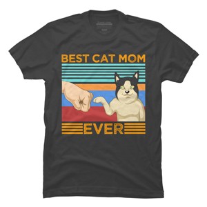 Men's Design By Humans Best Cat Mom Ever Retro Stripes By shirtpublic T-Shirt - 1 of 2