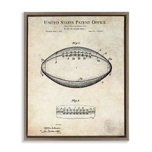 Stupell Industries American Football Sports Blueprint Floating Frame Canvas Art, Brown, 17" x 21" - 1 of 4