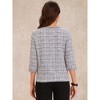 INSPIRE CHIC Women's Tweed Plaid 3/4 Sleeve Pearl Button Decor Casual Blouse - 4 of 4