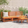 vidaXL 3-Piece Armless Patio Sofa Set - Wax Brown Solid Pine Wood, Outdoor Modular Seating for Garden, Terrace, Patio - 27.6"x27.6"x26.4" - 2 of 4