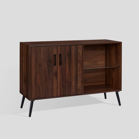 Saracina Home 44" Mid-Century Modern Asymmetrical Sideboard Dark Walnut : Credenza Buffet Console - image 1 of 4