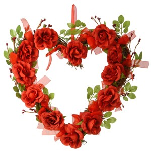 16" Rose Valentine Heart Wreath - National Tree Company - 1 of 4