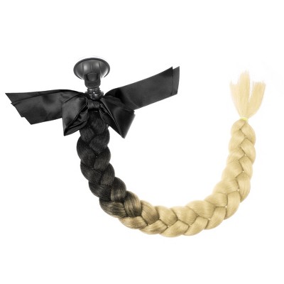 Unique Bargains Bicycle Motorcycle Ramp Helmet Pigtail Braids Hair Black Gold 22"
