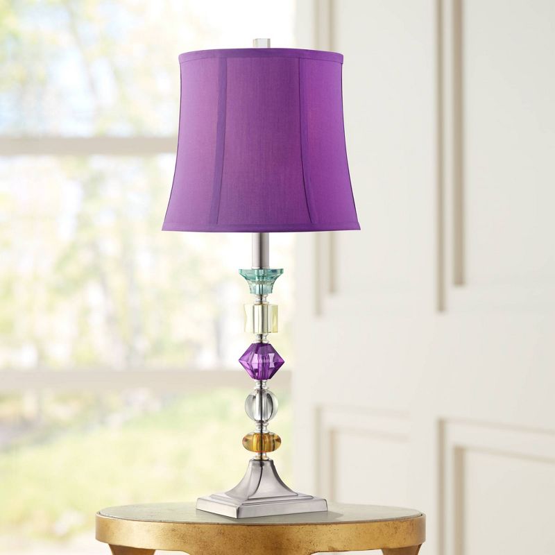 360 Lighting Bijoux Modern Table Lamp 25 1/2" High Multi Colored Stacked Gem Purple Shade for Bedroom Living Room Bedside Nightstand Office Family, 2 of 10