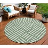 Green And Ivory Geometric Washable Indoor Outdoor Area Rug - 2 of 4