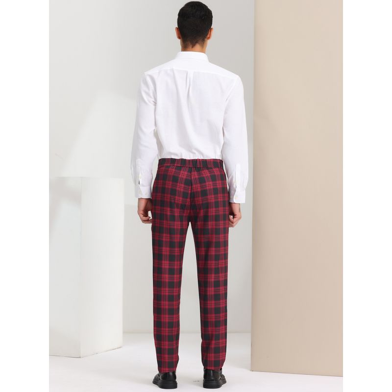 Lars Amadeus Men's Business Plaid Lightweight Regular Fit Flat Front Checked Pants, 5 of 7