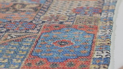 Coastal Breeze Blue and Orange Hand-Loomed 4' x 6' Wool-Cotton Blend Rug