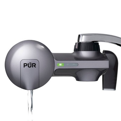 PUR PLUS Chemical & Physical Faucet Mount Water Filtration System - Metallic Gray