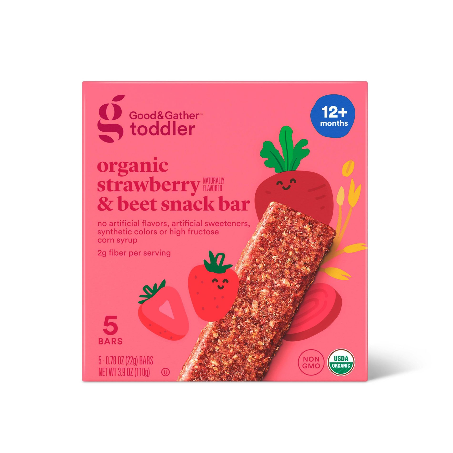 Organic Strawberry and Beet Snack Bars - 3.17oz/5ct - Good & Gather™: For Toddlers, Ready to Eat, Boxed