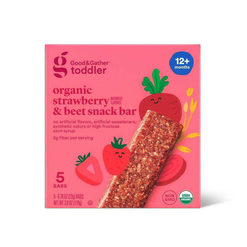Organic Strawberry And Beet Snack Bars - 3.17oz/5ct - Good &#38; Gather&#8482;, 1 of 7