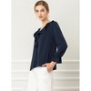INSPIRE CHIC Women's Office Work Ruffle V Neck Long Sleeve Chiffon Peasant Blouse - 4 of 4