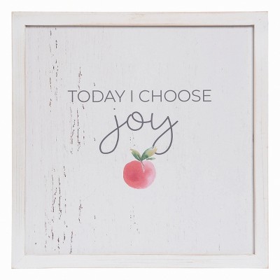 Transpac Wood 18.12 in. Off-White Spring I Choose Joy Whitewash Peach Wall Decor