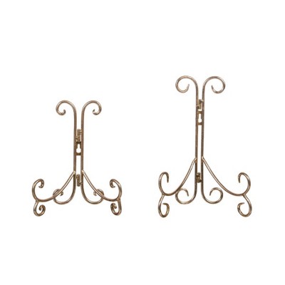 Transpac Metal 10 in. Gold Harvest Decorative Plate Holder Set of 2