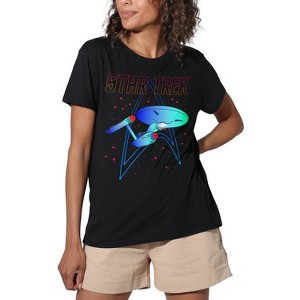 Women's Star Trek Neon Trek Loose T-Shirt Black - 1 of 4