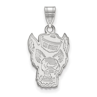 Black Bow Jewelry 14k White Gold North Carolina State Wolfpack NCAA Large Pendant