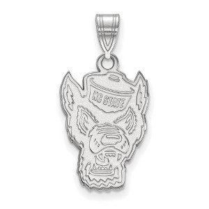 Black Bow Jewelry 14k White Gold North Carolina State Wolfpack NCAA Large Pendant - 1 of 3