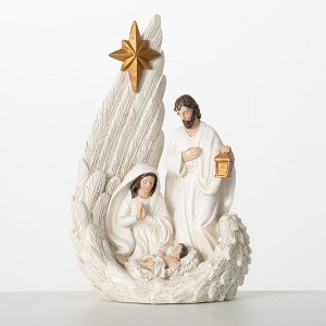 10"H Sullivans Christmas Holy Family And Creche, White, Indoor Christmas Decor - 1 of 4
