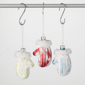 4"H Sullivans Christmas Mitten Ornament Set of 3  Multicolor - 1 of 2
