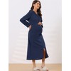 cheibear Women's Zip Up Sweatshirt Robe Hooded Long House Coat Bathrobe Fall Winter - 2 of 4