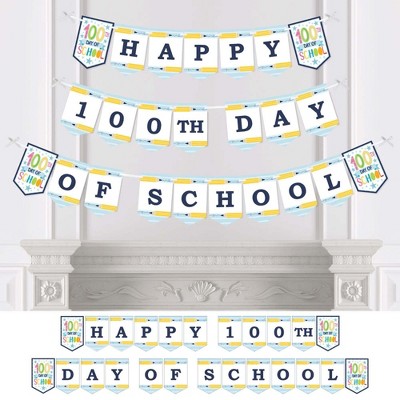 Big Dot of Happiness Happy 100th Day of School - 100 Days Party Bunting  Banner - Party Decorations - Happy 100th Day of School