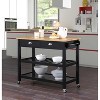 HomeStock  American Heritage 3 Tier Butcher Block Kitchen Cart with Drawers, Black/Butcher Block - 3 of 4