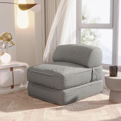 Folding Lazy Floor Sofa, with Headrest Pillow Bedroom Living Room Balcony£¬Gray