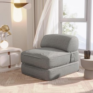 Folding Lazy Floor Sofa, with Headrest Pillow Bedroom Living Room Balcony£¬Gray - 1 of 4