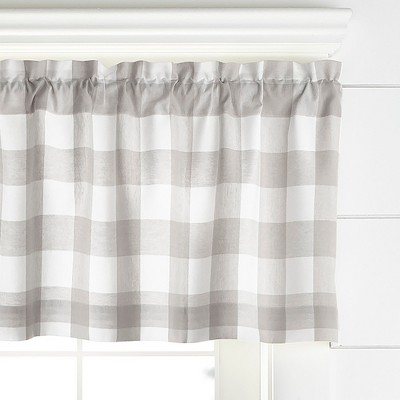 Gray and White Cotton Buffalo Check Window Valance, 60" x 15"