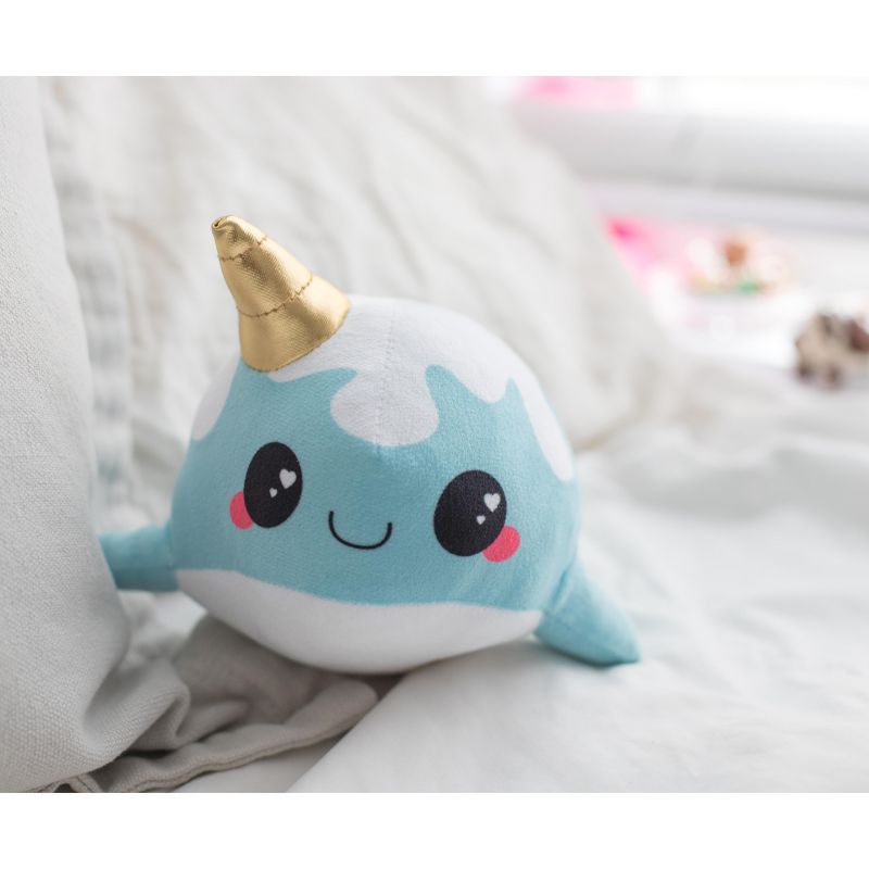 Se7en20 Glitter Galaxy 6-Inch Ice Cream Cone Horn Blue Narwhal Collectible Plush, 5 of 8