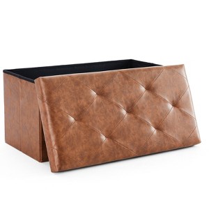 SEVOBAL Ottomans and Benches 30" Foldable Storage Ottoman Bench, Foot Rest Stool Storage Chest for Entryway Living Room, Brown, 29.92"*14.96"*14.96" - 1 of 4
