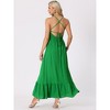 Allegra K Women's Smocked Halter Neck Backless Sleeveless Summer Maxi Dress - 4 of 4