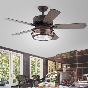 52" x 52" x 20" 5-blade Carbon Loft Kjirsten Lighted Ceiling Fan Brown: Remote, Indoor Use - Warehouse Of Tiffany - 1 of 4
